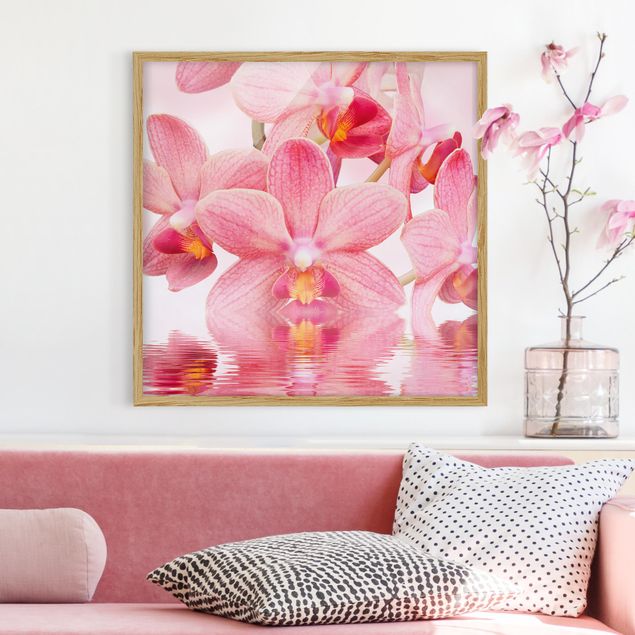 Déco murale cuisine Orchidée rose clair sur l'eau