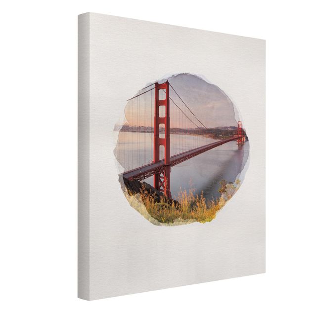 Tableau toile ville Aquarelles - Golden Gate Bridge à San Francisco