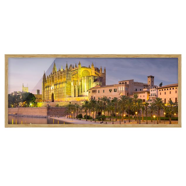 Tableau ville du monde Catedral De Mallorca Réflexion sur l'eau