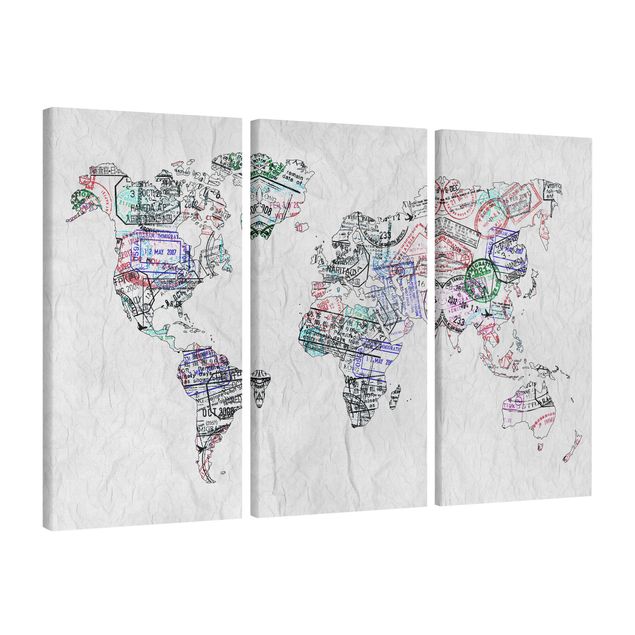 Tableaux citations Silhouette urbaine de Passeport Carte du Monde