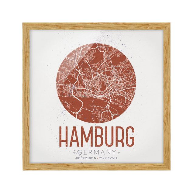 Tableau ville Plan de ville de Hambourg - Rétro