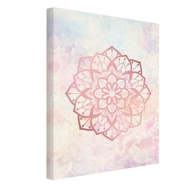 Tableaux modernes Mandala Illustration Fleur Rose Pastel