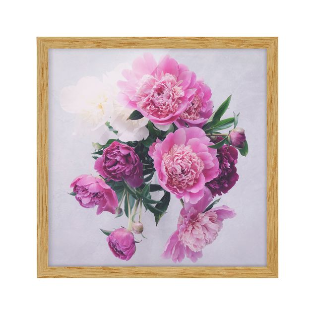 tableaux floraux Pivoines Shabby Rose Blanc