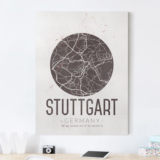 Déco murale cuisine Plan de ville de Stuttgart - Rétro