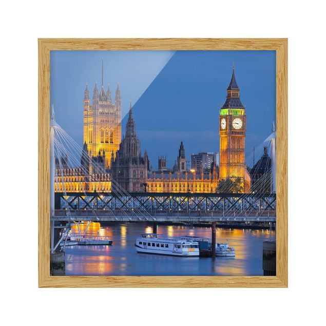 Tableau ville Big Ben et Palais de Westminster à Londres la nuit