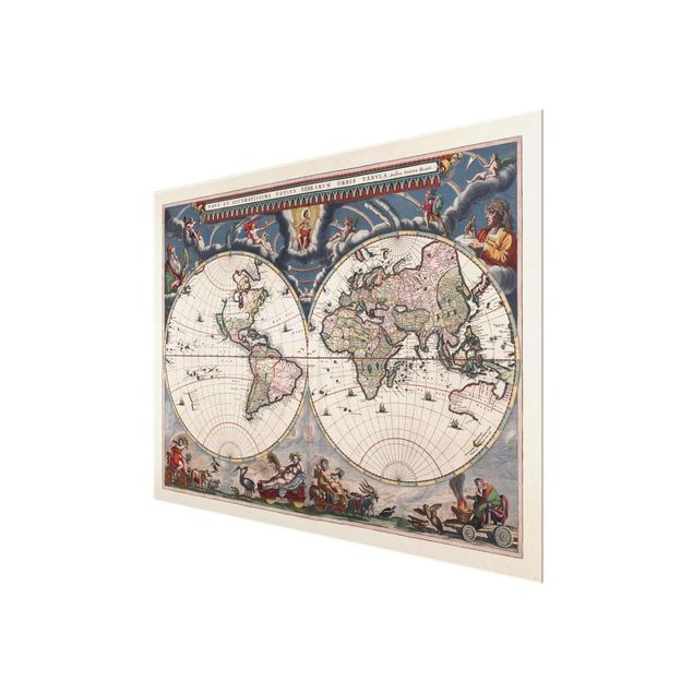 Tableaux en verre magnétique Carte du monde historique Nova et Accuratissima 1664