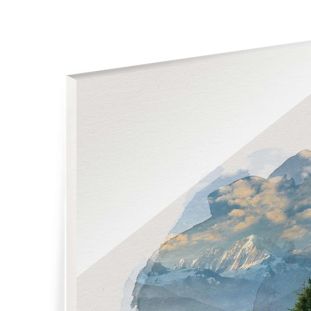 Tableau verre montagne Aquarelles - Emosson Wallis Suisse