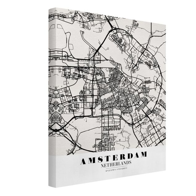 Tableaux carte du monde Plan de ville d'Amsterdam - Classique