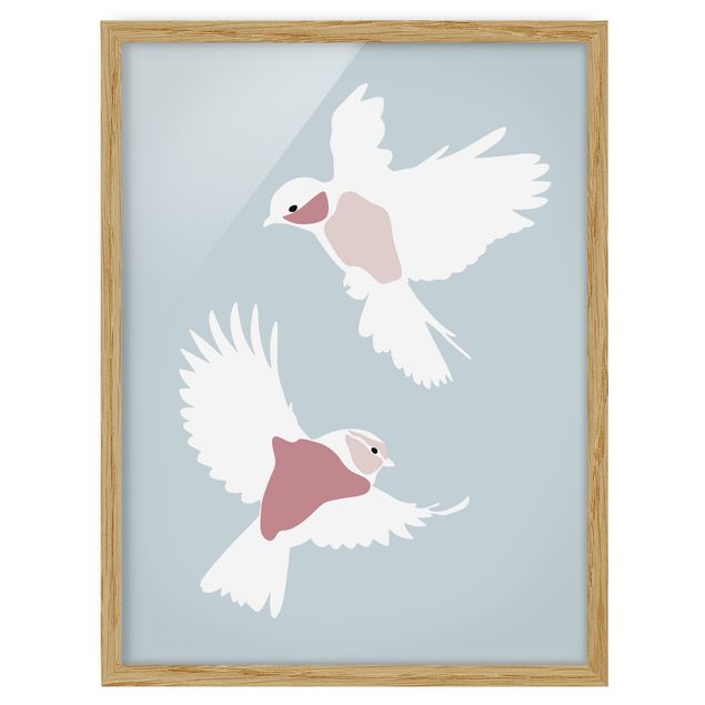 Tableaux modernes Line Art Pigeons Pastel