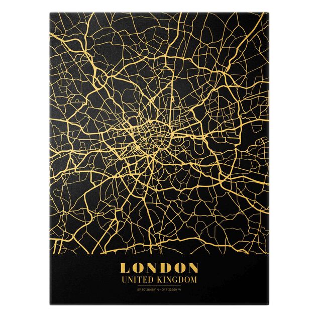 Tableaux noirs Plan de ville de Londres - Noir classique