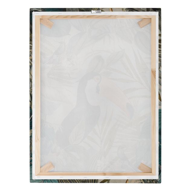Tableaux turquoise Collage vintage - Toucan dans la jungle