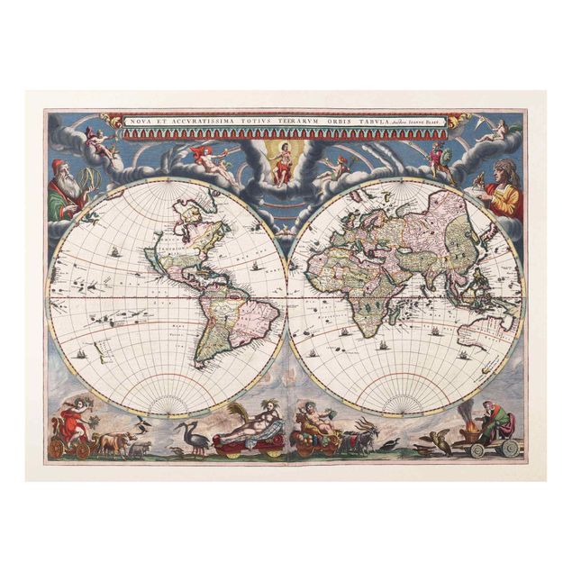 Tableaux muraux Carte du monde historique Nova et Accuratissima 1664