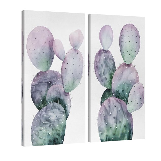 Tableau floral Cactus en violet Lot I