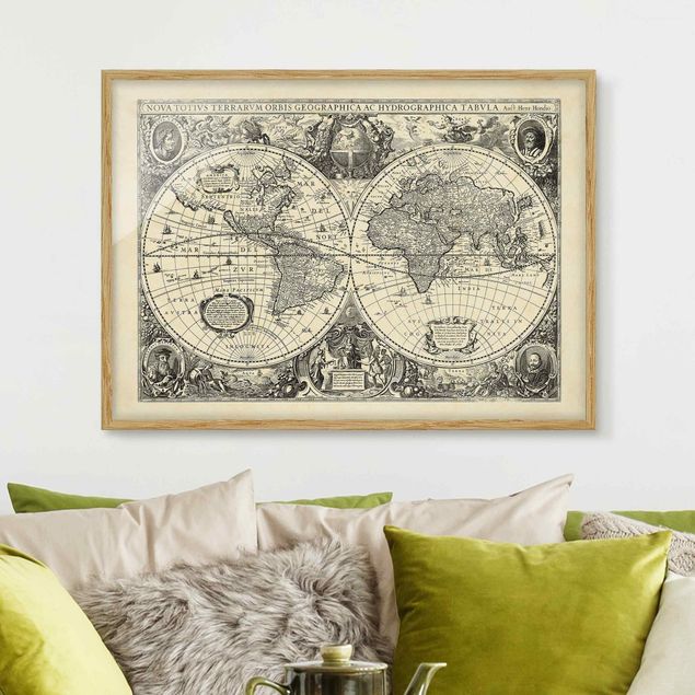 Déco murale cuisine Illustration antique d'une carte du monde vintage