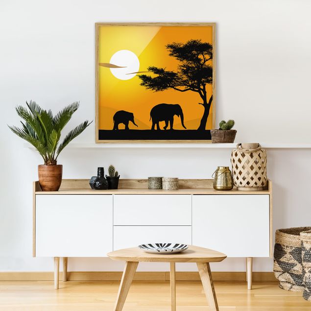 Tableaux paysage Marche des éléphants africains