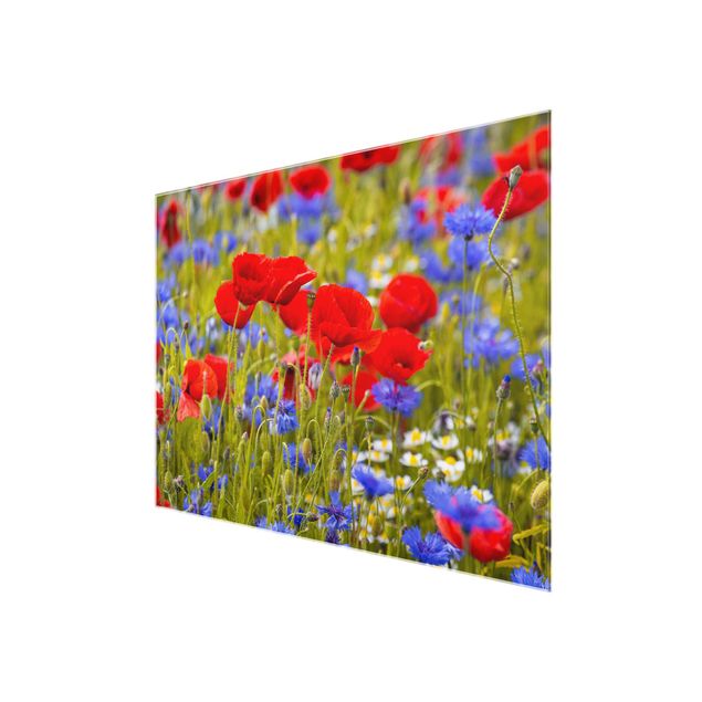 tableaux floraux Prairie d'été avec coquelicots et bleuets