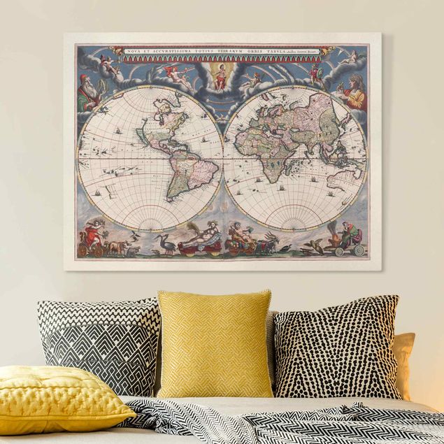 Déco mur cuisine Carte du monde historique Nova et Accuratissima 1664