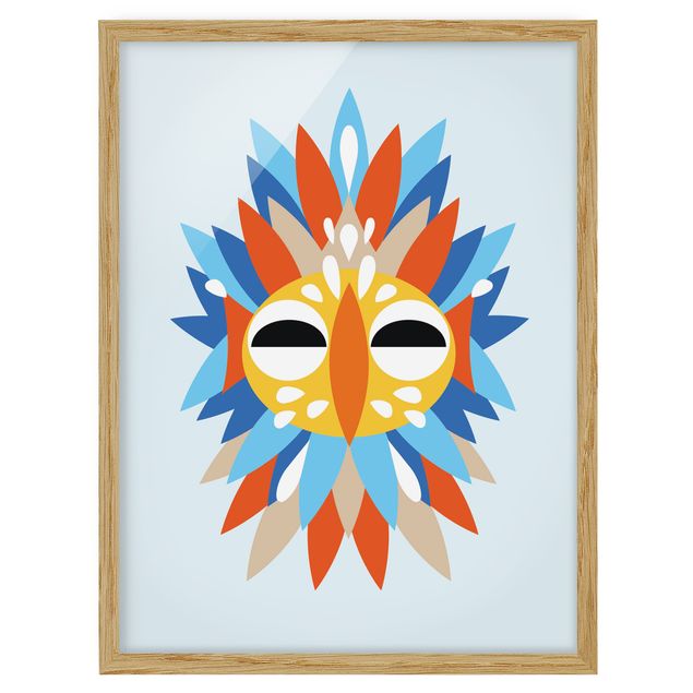 Tableau amérindien Collage masque ethnique - Perroquet