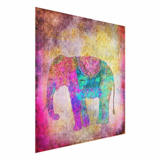 Tableau spirituel Collage coloré - Éléphant indien