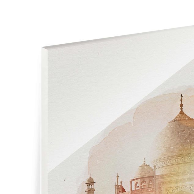 Tableaux en verre magnétique Aquarelle - Taj Mahal
