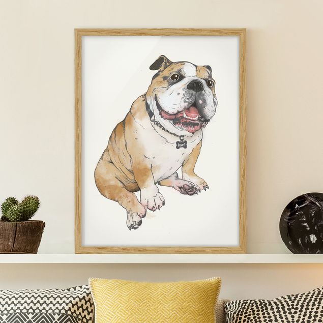 Déco mur cuisine Illustration Chien Bulldog Peinture