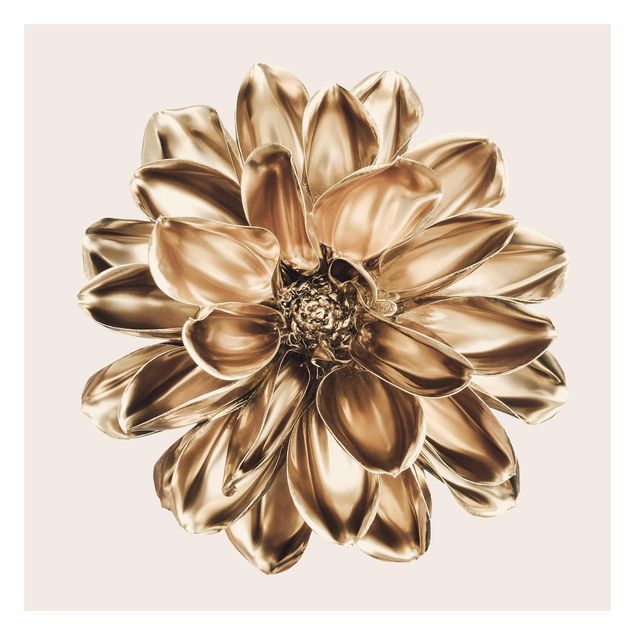 Papier peint - Dahlia Flower Gold Metallic