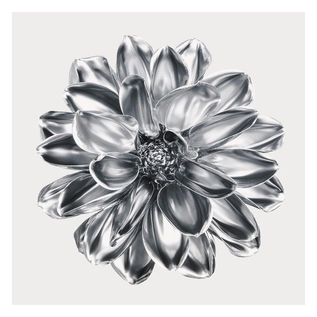 Papier peint - Dahlia Flower Silver Metallic