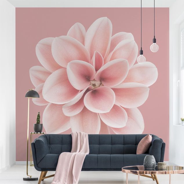 Tapisserie moderne Fleur Dahlia Rose Blush Centré