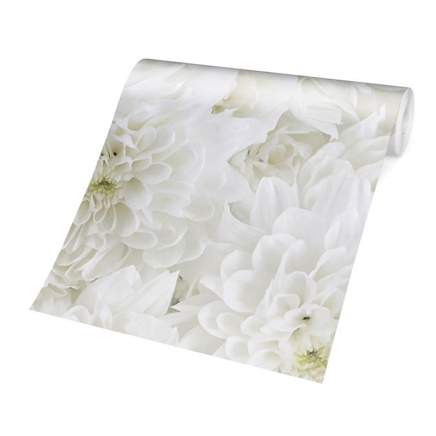 tapisserie panoramique Dahlias Mer De Fleurs Blanc