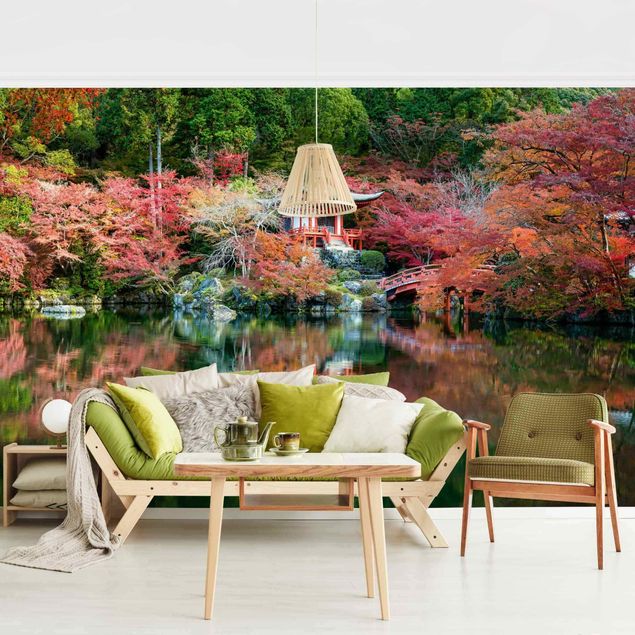 Papier peint paysage Temple Daigo Ji en automne