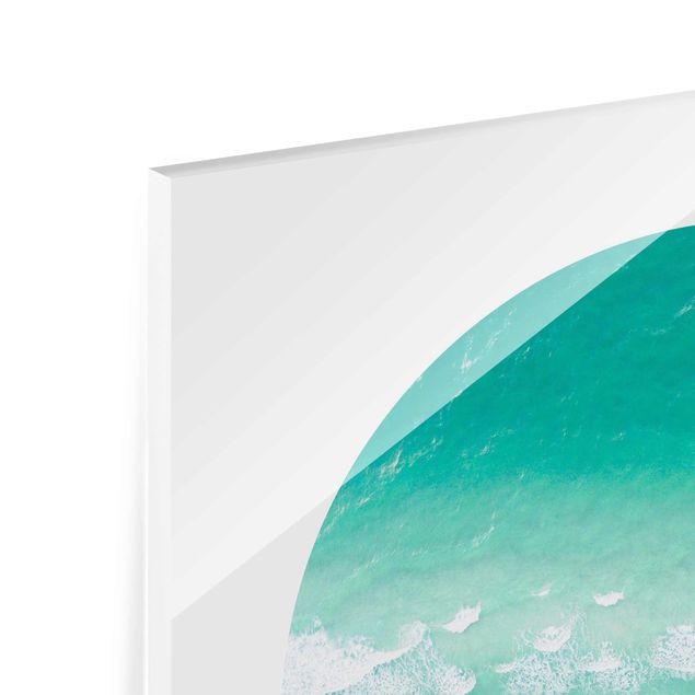 Tableau en verre paysage L'océan en cercle