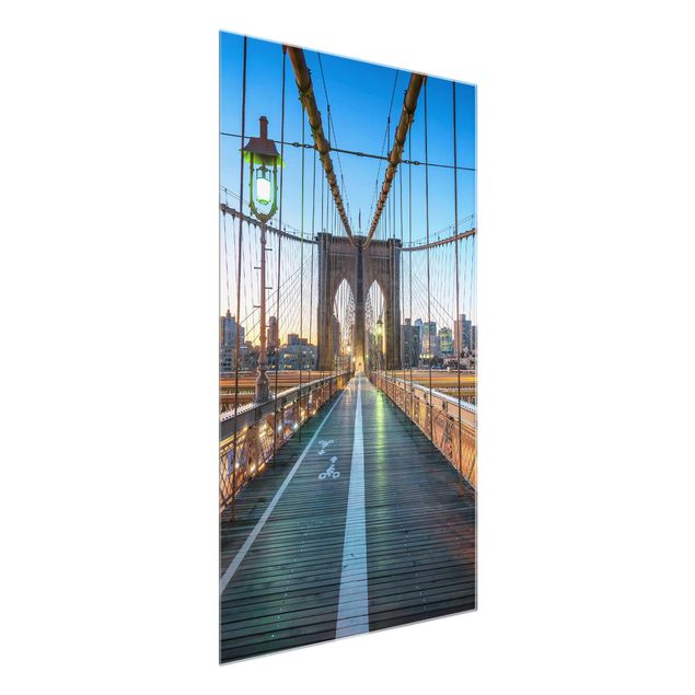 Tableaux en verre architecture & skyline Aube sur le pont de Brooklyn