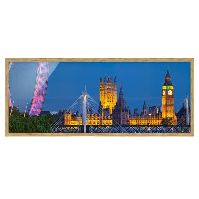 Tableau ville Big Ben et Palais de Westminster à Londres la nuit