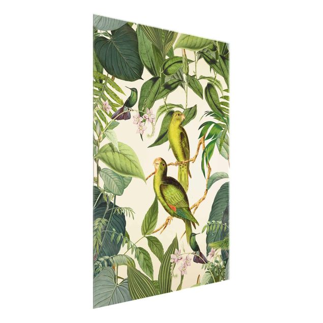 Tableaux modernes Collage Vintage - Perroquets dans la jungle