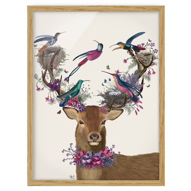 Tableaux modernes Stag With Pigeons