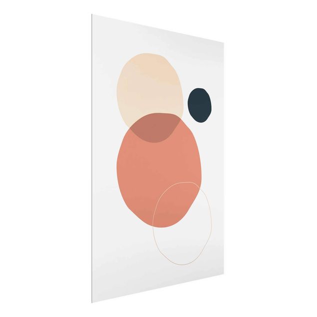 Tableaux en verre abstraits Line Art Cercles Pastel