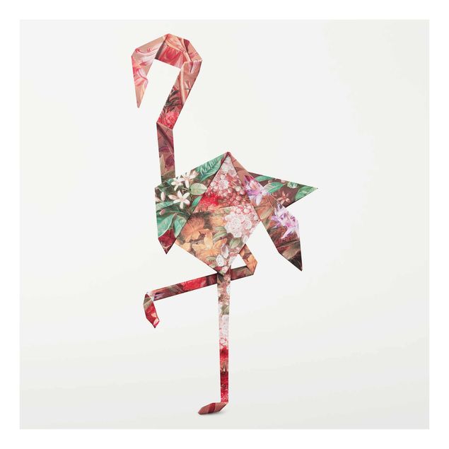 Tableaux rose Origami Flamingo
