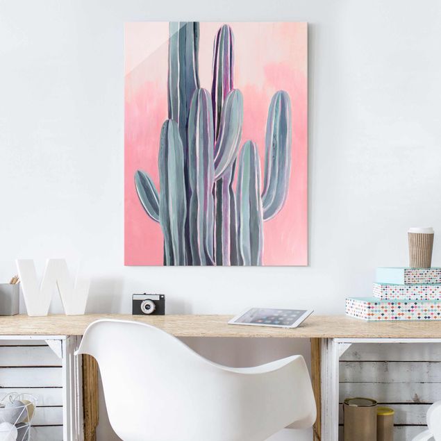 Tableau moderne Cactus Dans La Lumière Rose II