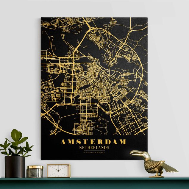 Décorations cuisine Plan de ville d'Amsterdam - Noir classique
