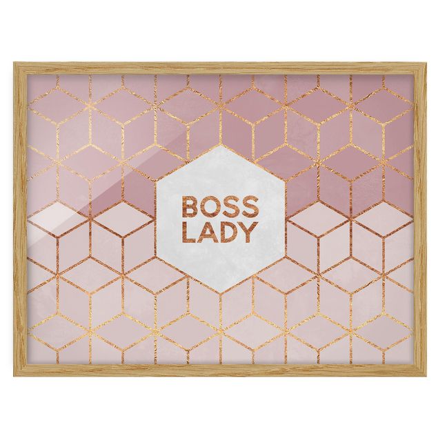 Tableaux abstraits Boss Lady Hexagones en Rose