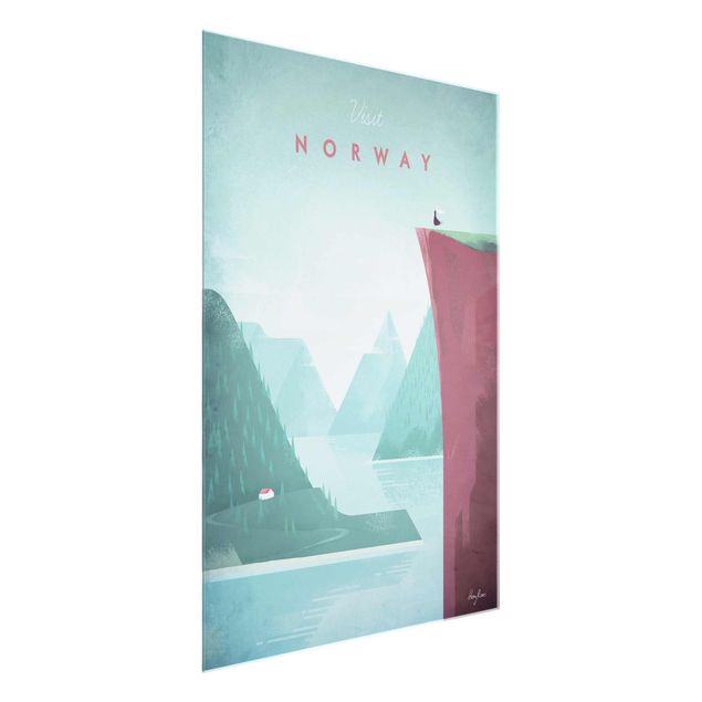 Tableau verre montagne Poster de voyage - Norvège