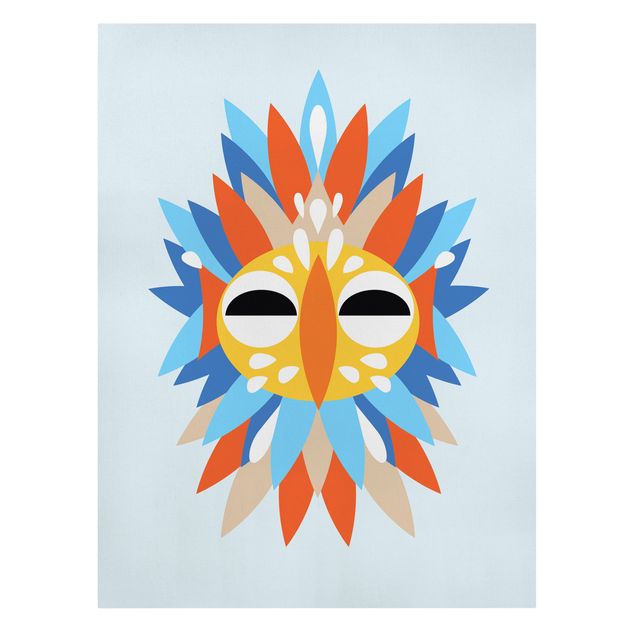 Tableau multicolore Collage masque ethnique - Perroquet