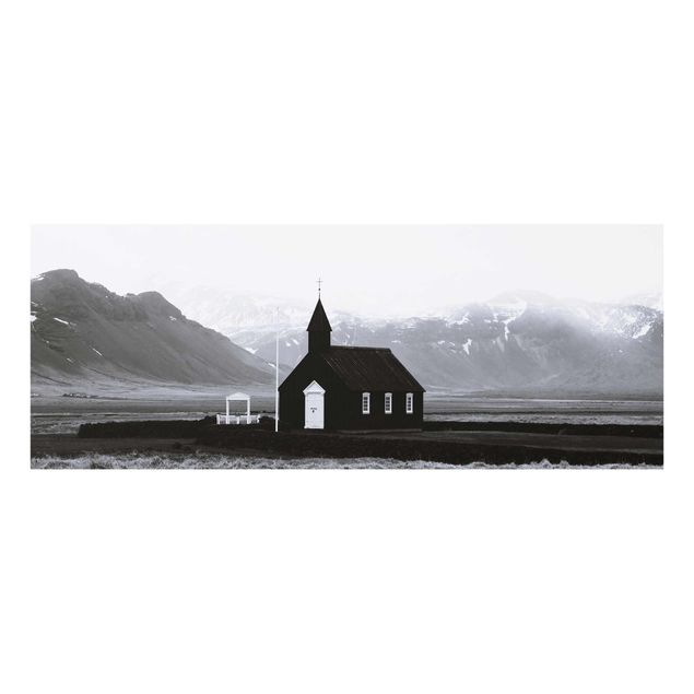 Tableaux en verre noir et blanc L'église noire
