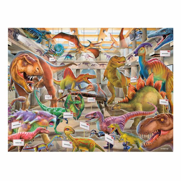 Tableau multicolor Dinosaures au musée d'histoire naturelle