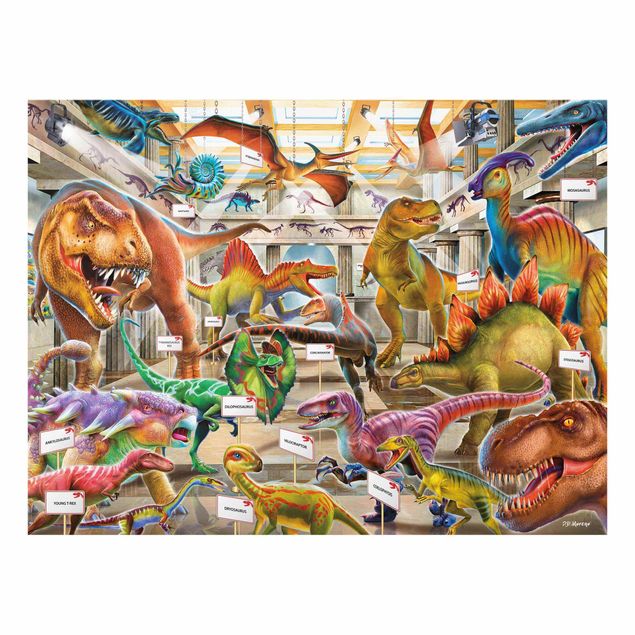 Tableaux multicolore Dinosaures au musée d'histoire naturelle