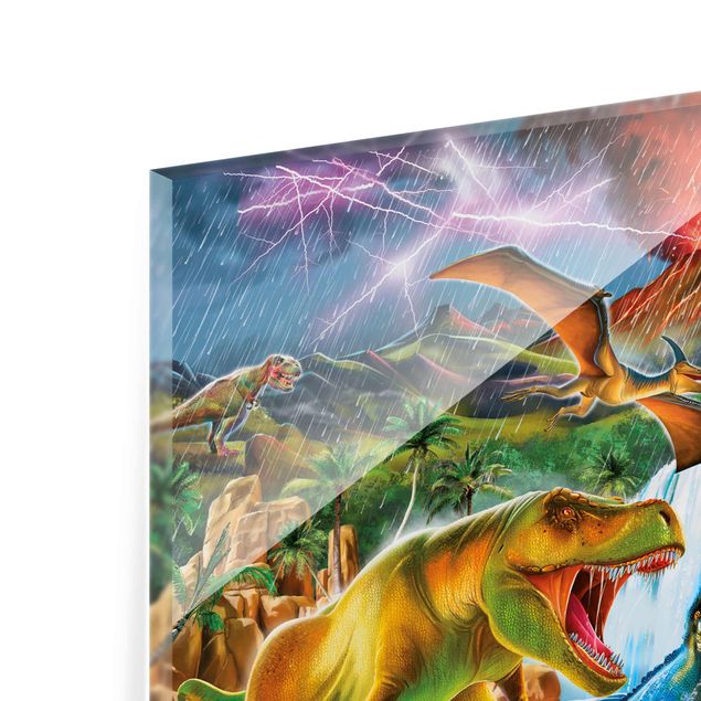 Tableaux de P.D. Moreno Dinosaures dans une tempête préhistorique