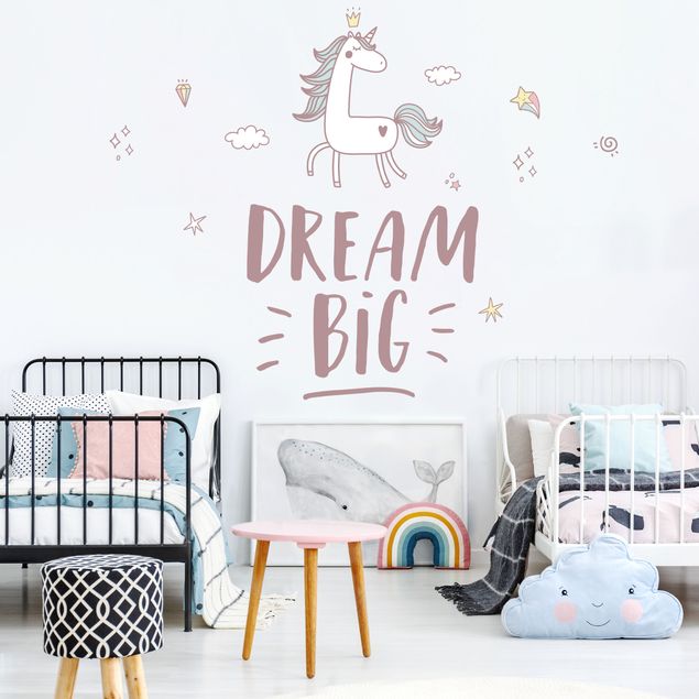 Stickers muraux animaux Dream Big Unicorn