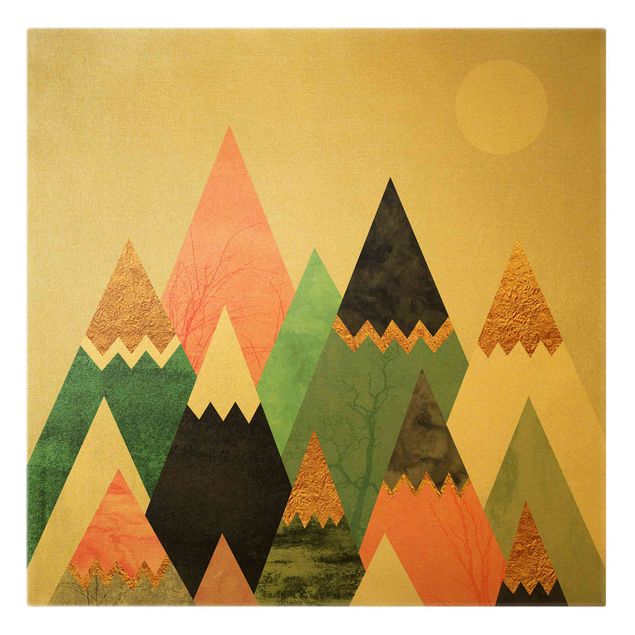 Toiles montagne Montagnes triangulaires avec pointes dorées