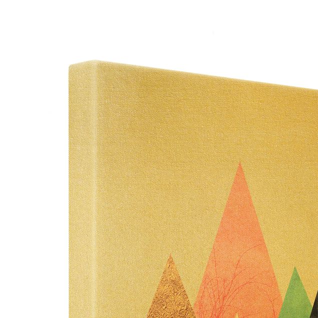 Tableau art abstrait Montagnes triangulaires avec pointes dorées