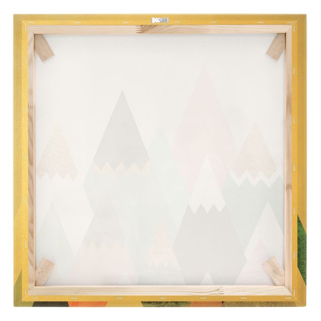 Tableau nature Montagnes triangulaires avec pointes dorées